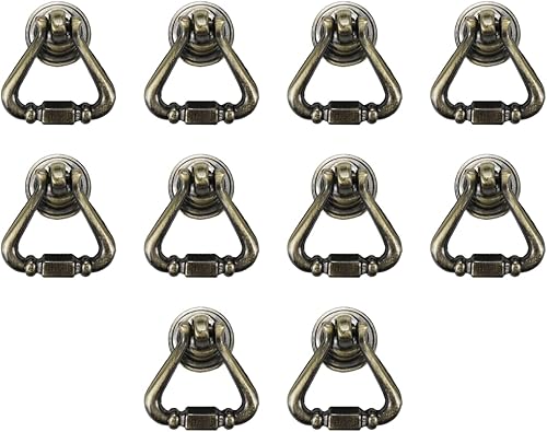 Pufguy Ancient - Manija de aleación de zinc minimalista con forma de triángulo, para gabinete, armario, caja de joyería, 10 unidades (bronce verde)