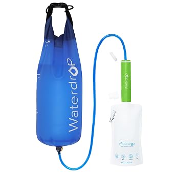 Waterdrop Gravity Water Filter Straw, Portable Water Purifier Survival for Camping, Hiking, Backpacking and Emergency Preparedness, Green