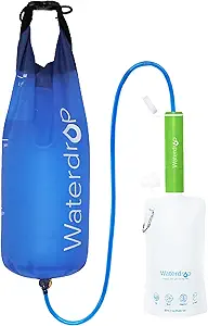 Waterdrop Gravity Water Filter Straw, Camping Water Filtration System, Water Purifier Survival for Travel, Backpacking and Emergency Preparedness, 1.5 gal Bag, 0.1 Micron, 5 Stage Filtration, Green