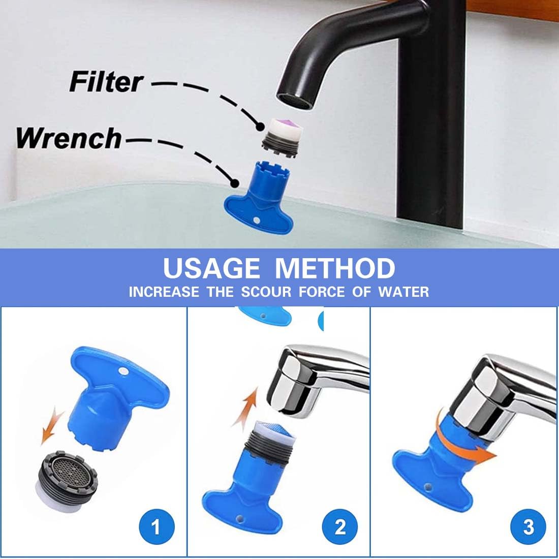 Aireador Grifo M18.5, 10 Piezas Aireador Grifo Cocina Con 2 Llave, Filtros Para Grifo Ahorro De Agua,Aireador Grifo Lavabo Para Cocina Y Baño