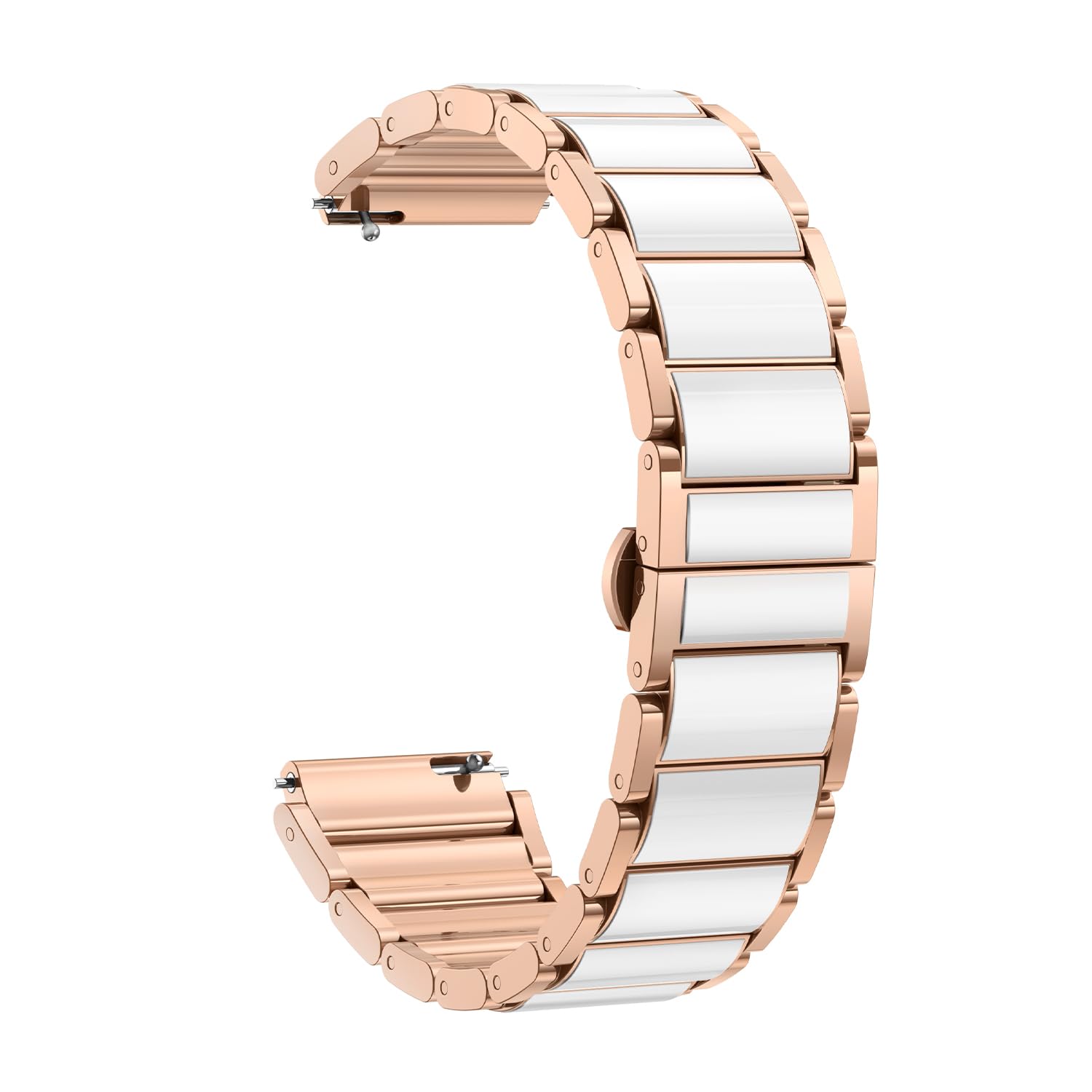 VeveXiao Durable Metal with Ceramic Strap Compatible with Huawei Watch GT 5 Pro 42mm/GT 5 41mm Bands, 18mm Bracelet Ceramic Metal Replacement Band for Huawei Watch GT 4 41mm Women Strap (Rose gold)