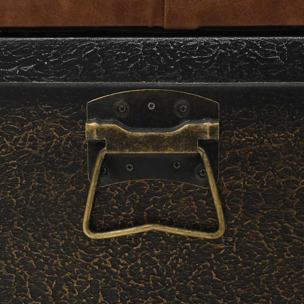 vidaXL Panca Contenitore in Legno Massello, Marrone, 80,5x41x50 cm, Legno di Abete & MDF con Pelle Sintetica, Baule Seduta, Seduta Imbottita, Ruote in Acciaio Robuste, Ingresso o Corridoio