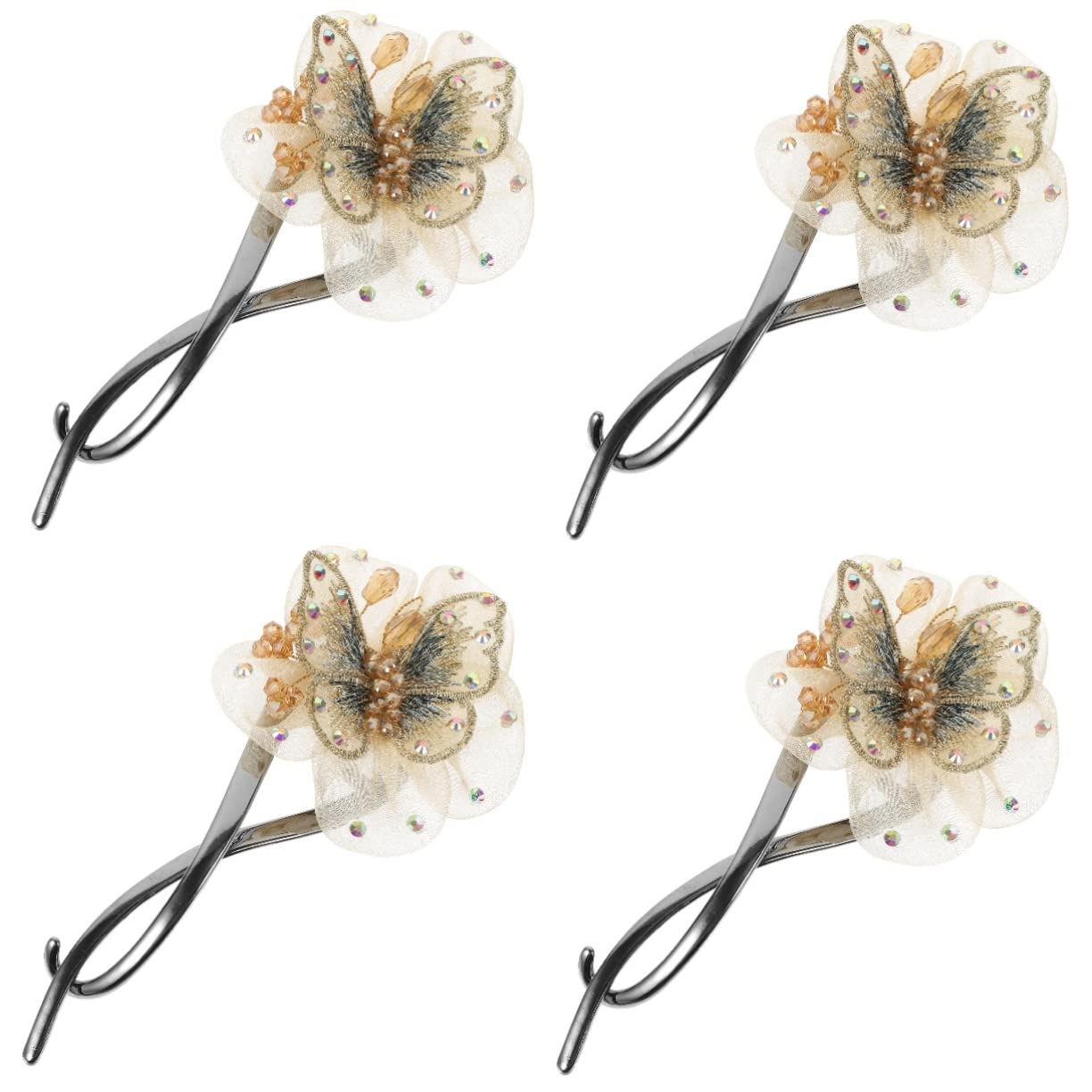 minkissy 4 fermagli per capelli per ragazze clip per capelli con strass clip per capelli per donne petali di fiori morsetti per capelli francesi fermagli per capelli coda di cavallo supporto per