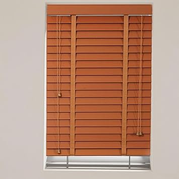 2" Slats Wood Blinds, Blackout Privacy Horizontal Blinds for Indoor Windows, Wooden Light Filtering Venetian Shades for Bedroom, Living Room, Cordless 24" 36" 38" 45" 48" 42" 30" 60"Chestnut Red