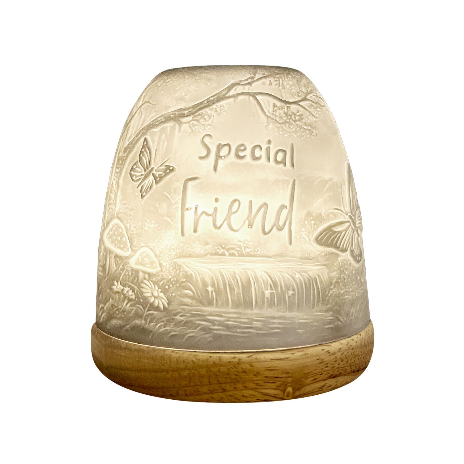Cello Porcelain Tall Tealight Holder Dome - Special Friend Design with 3D Projection Image for Scented Unscented LED Candle Wax Warmer Gift Ornament for Home Bedroom Mum Dad
