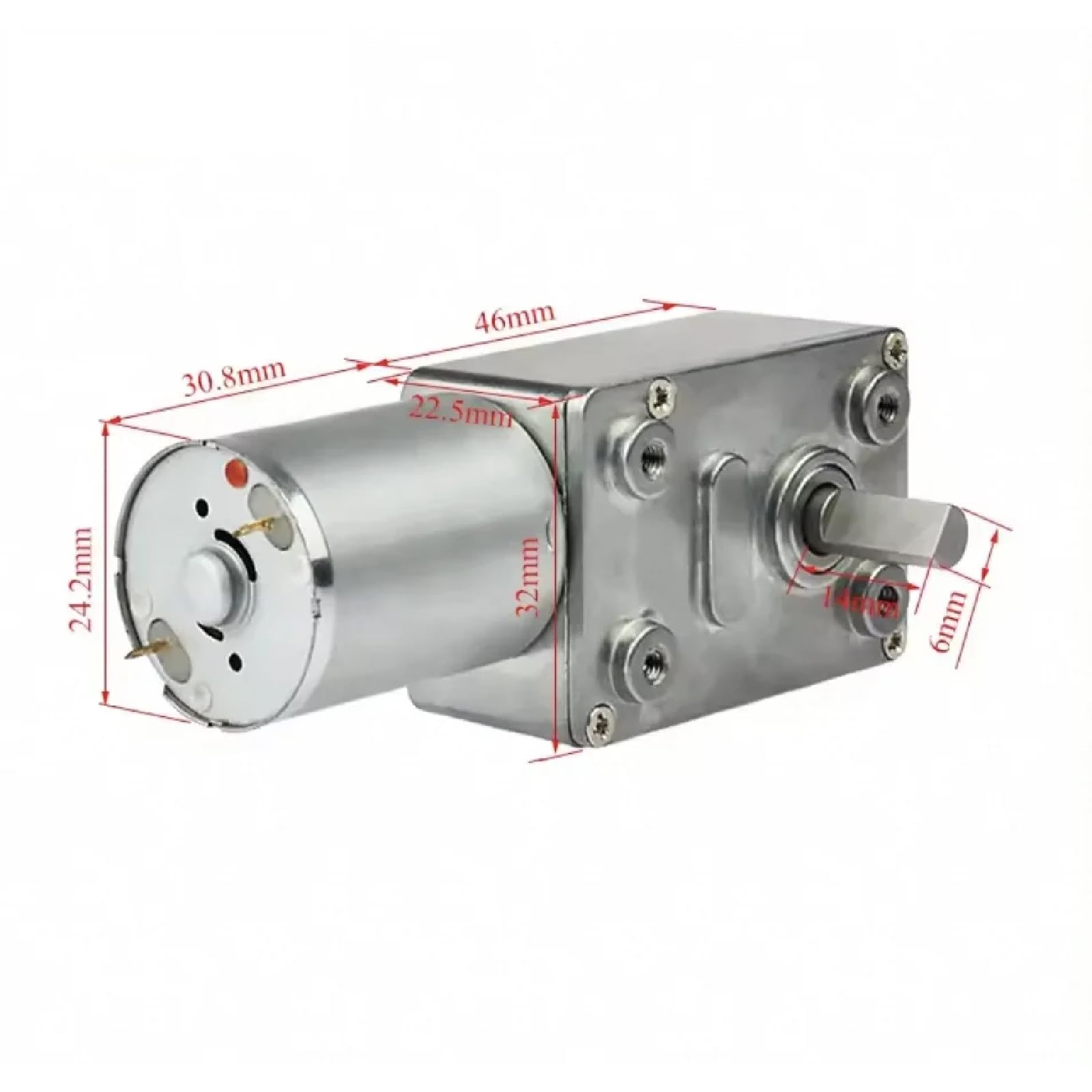 JGY-370 DC Schneckengetriebemotor mit Encoder, 6 V/12 V/24 V, rechtwinkliges Getriebe, 25 kgf.cm Drehmoment, 6-150 U/min, Silber, 6 mm Ausgangswelle (23 U/min, 12 V)