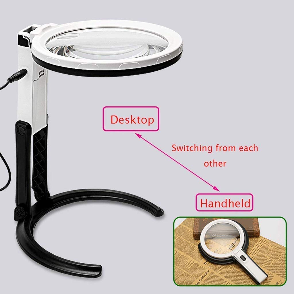 Lupa de mano, con luz LED, plegable, con lupa iluminada
