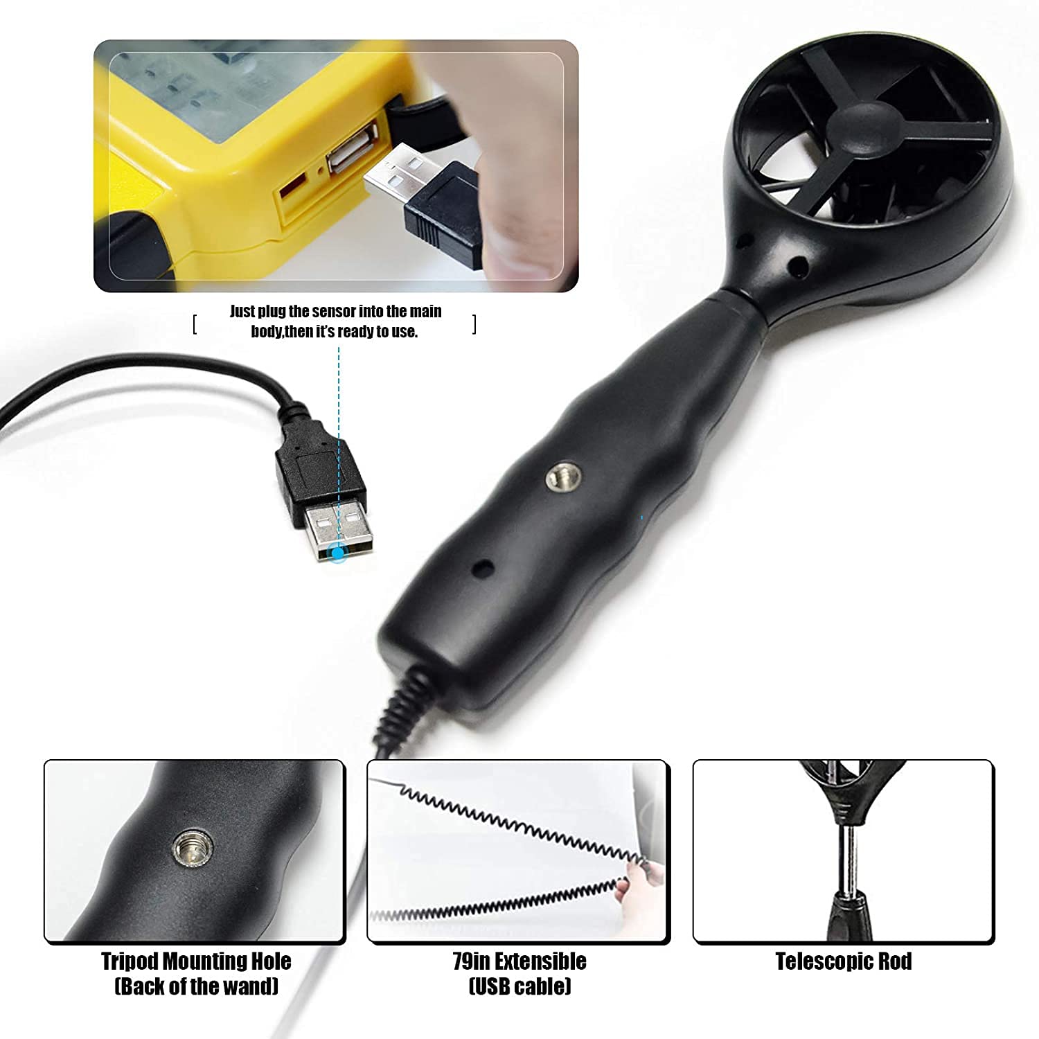 Replacement Wind Sensor Wand for Anemometer - (Sensor Vane ONLY, Anemometer NOT Included)