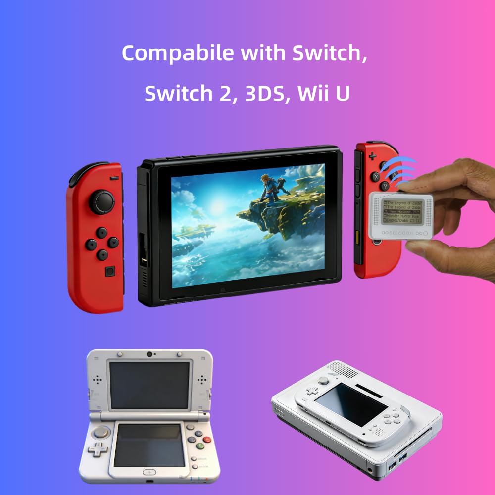 NFC Data Emulator Compatible with Switch OLED/3DS, 1.2" OLED Screen Portable Digital Media Storage for 3000+ Tags, One-Tap Instant Recognition, Rechargeable Gaming Accessory for Popular Adventures