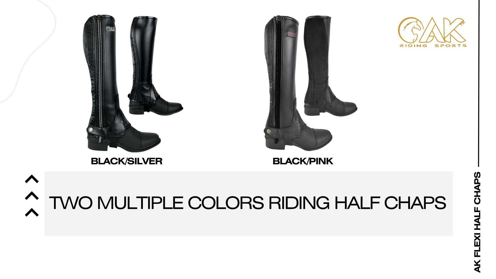 AK Flexi Crystal Mini-chaps d'équitation avec ajustement contour Horse Riding Half Chaps AKRS-1976