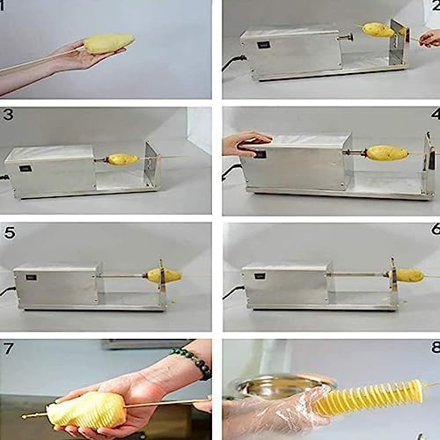 Tornado Kartoffelchips Spiralschneider Manuelle Edelstahl Kartoffelchips Slicer Spiral Twister Gemüseschneider French Fry, für Haus und Gewerbe