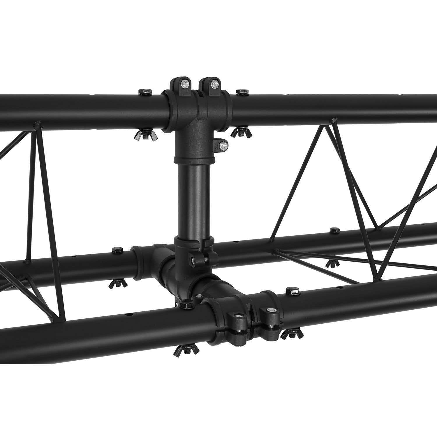 Beamz LB100T Lichtbrücke mit Traversenbalken und 2 Ständern - mobiles Traversen System max. 100 kg, DJ Stand Komplettset - 2x 1,5m 3 Punkt-Traversen, 2x Dreibein Stativ max. Höhe 4m - Schwarz