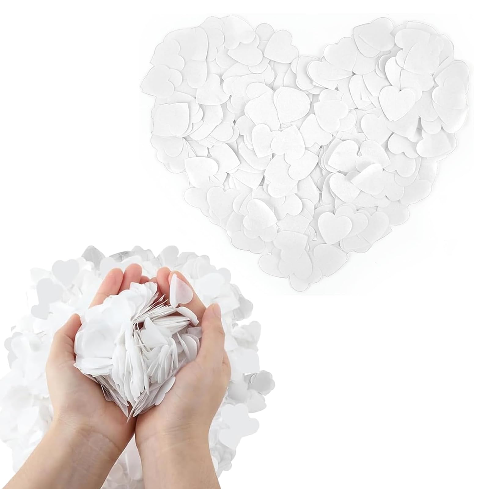 Confettis En Papier Biodégradable En Forme De Cœur Blanc - 2,5 Cm - Pour Mariage, Anniversaire, Fête - Lot De 9000