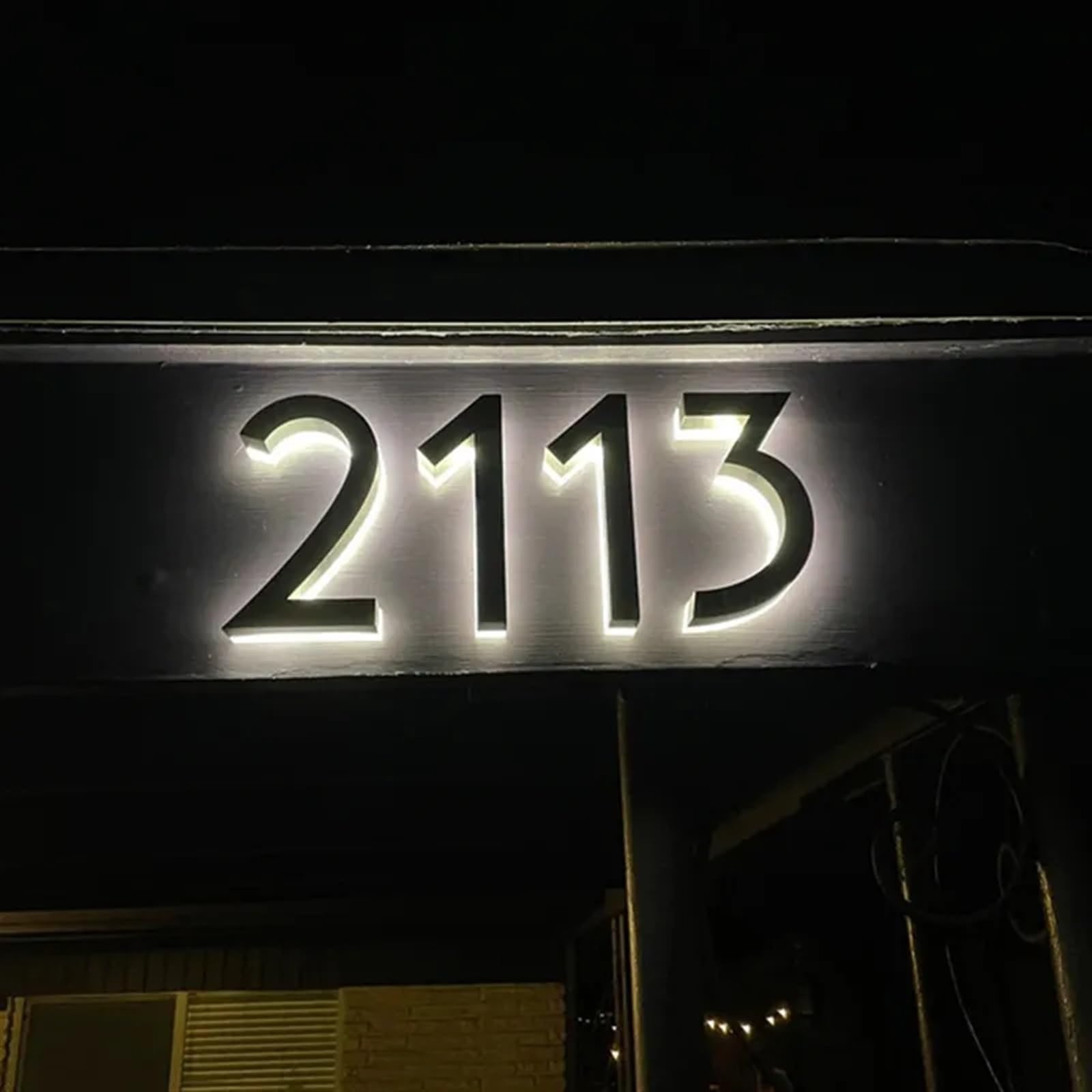 Letrero LED 3D personalizado con número de casa, placa de dirección de acero inoxidable impermeable con retroiluminación para hogar y hotel, placa de puerta compatible con energía solar (2.5 pulgadas)