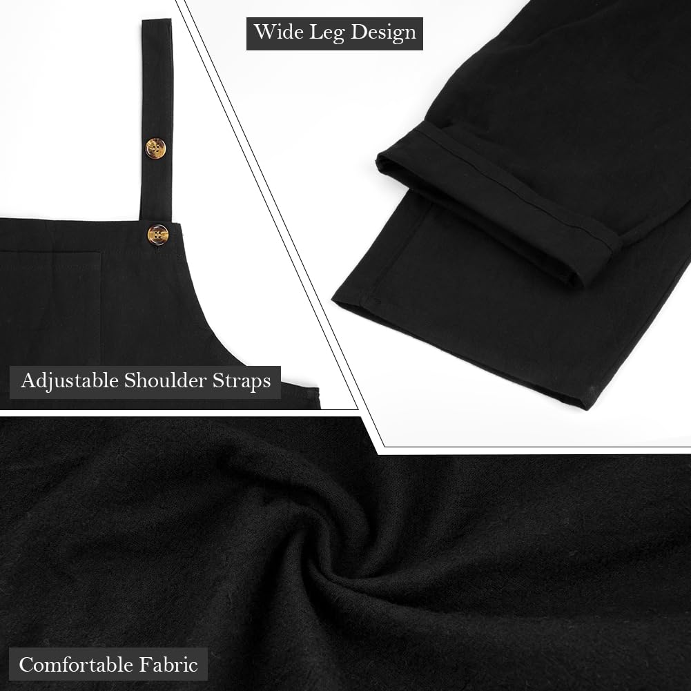 Jumpsuit da Donna, Salopette Tuta Jumpsuit con Tasca, Vestibilità Ampia Tuta in Cotone, Donne Casual Playsuit Pantaloni da Lavoro, Sciolto Pantaloni Pagliaccetto da Donna
