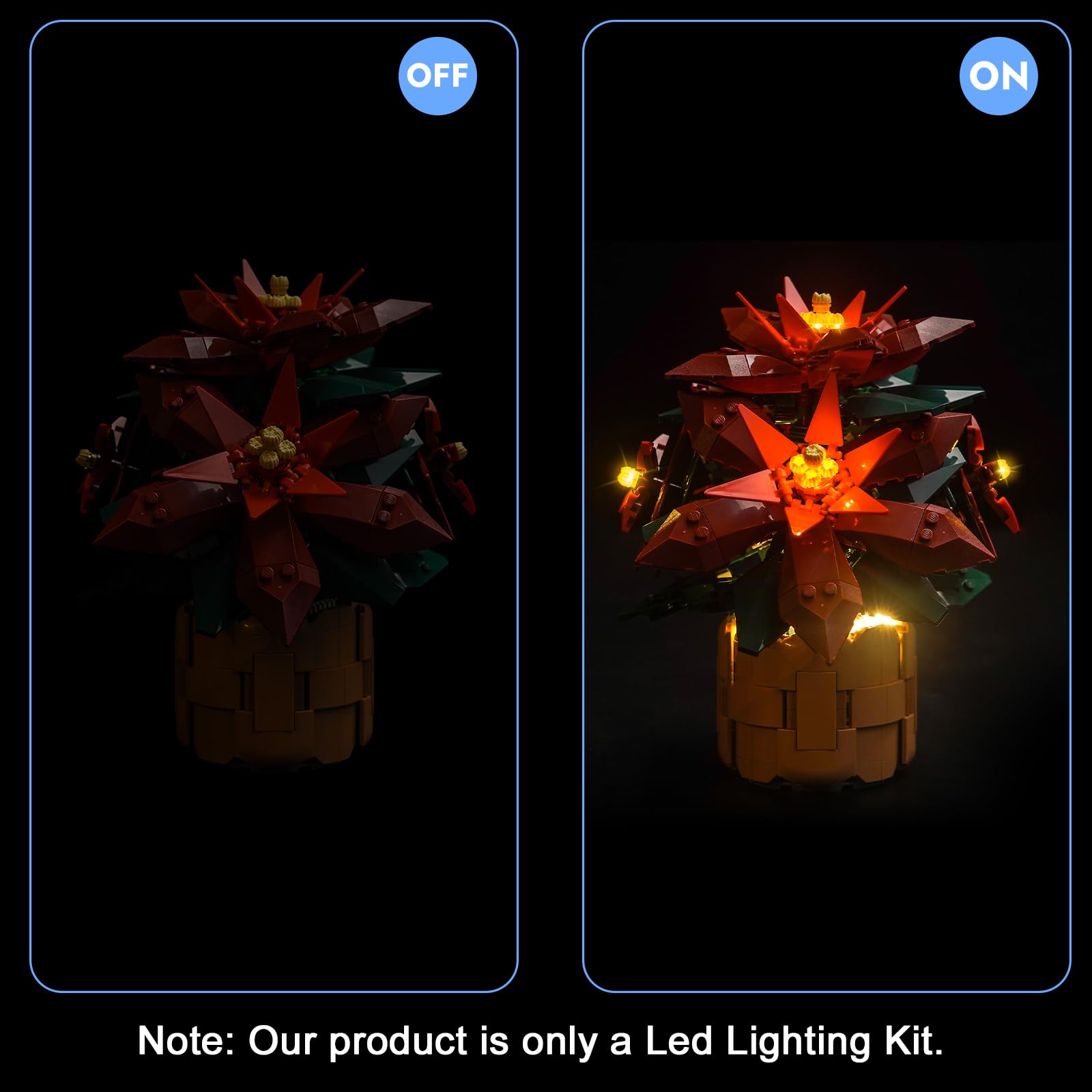 LocoLee Led Light Set Compatible with Lego Poinsettia Led Decoration Lighting Kit Compatible with Lego Icons 10370 Building Blocks Model,Only Lights Set,No Model - Image 4