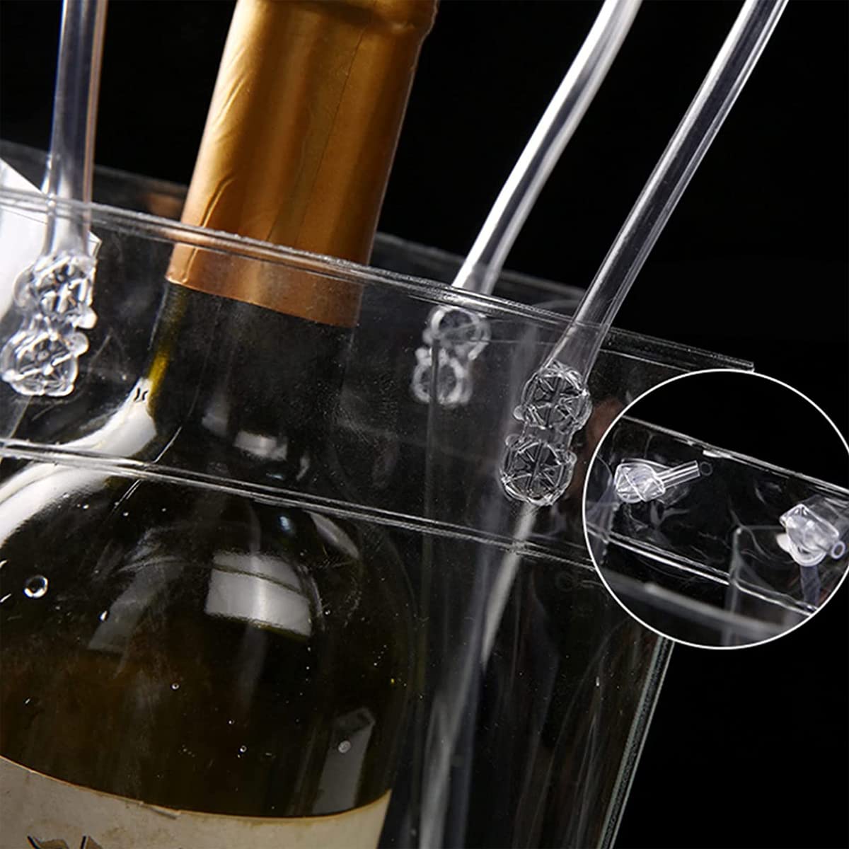 Sacchetti Ghiaccio Trasparenti Per Bottiglie Di Vino - 2 Pezzi, Con Manico, Ideali Per Picnic - Foto 6