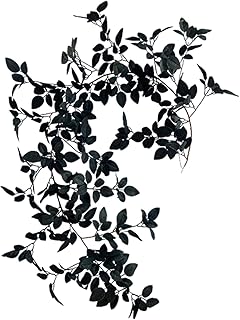 Firlar 5.6 Ft Artificial Black Vine Halloween Garland, 2 PCS Black Silk Flower Rose Leaf Garland, Fake Floral Wall Hanging Ornaments for Wedding Backdrop Table Centerpiece DIY Wreath Decor