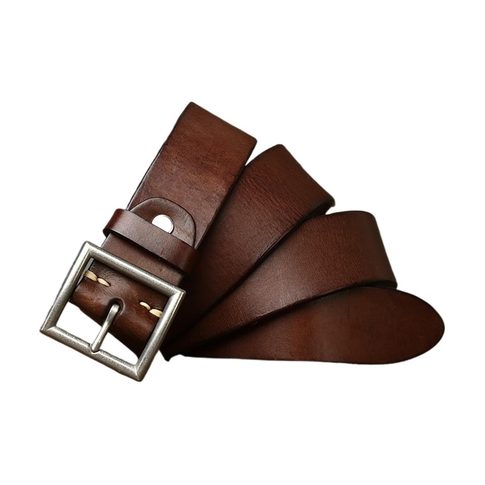 3.8CM prawdziwa skóra bydlęca luksusowy pasek męskie paski Cowskin Retro Vintage klamra ze stali nierdzewnej pasek męski
