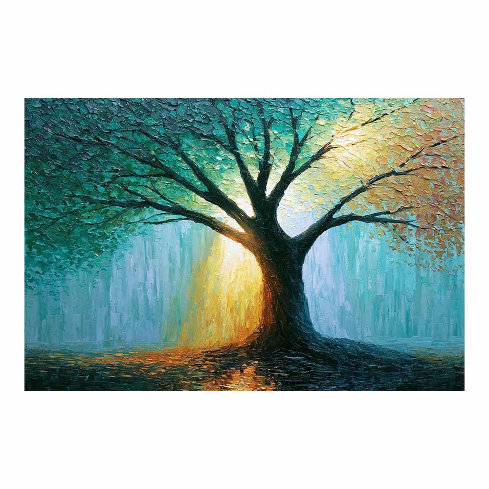 HOQIU Tree Wall Art Golden Night Tree artwork, home canvas prints, for Bathroom Living Room Bedroom(Multicolor)-60x80cm Unframed