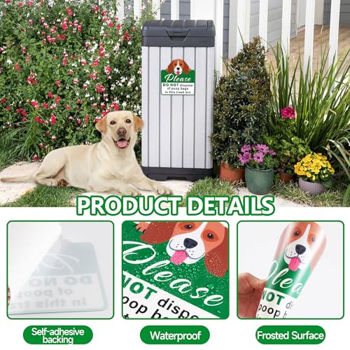 Image of Please Do Not Dispose Poop Bags in Trash Bin Sign, Self-Adhesive Weatherproof Do not Throw Dog Poop Bag in This Trash Can Sticker, Trash Can Lable for Home, House, Yard, Restaurant（7.9 inch x 7.9 inch）