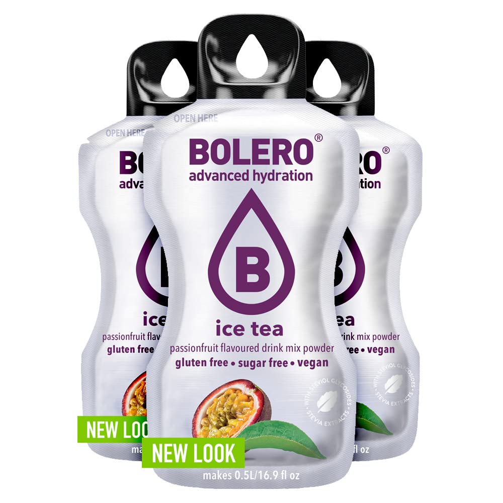 Bolero napój 24 saszetki 3 g kije owocowe przygotowany proszek rozpuszczalny do świeżego napoju w wodzie produkt, 72 g słodzone stewii (Ice Tea Passion fruit)
