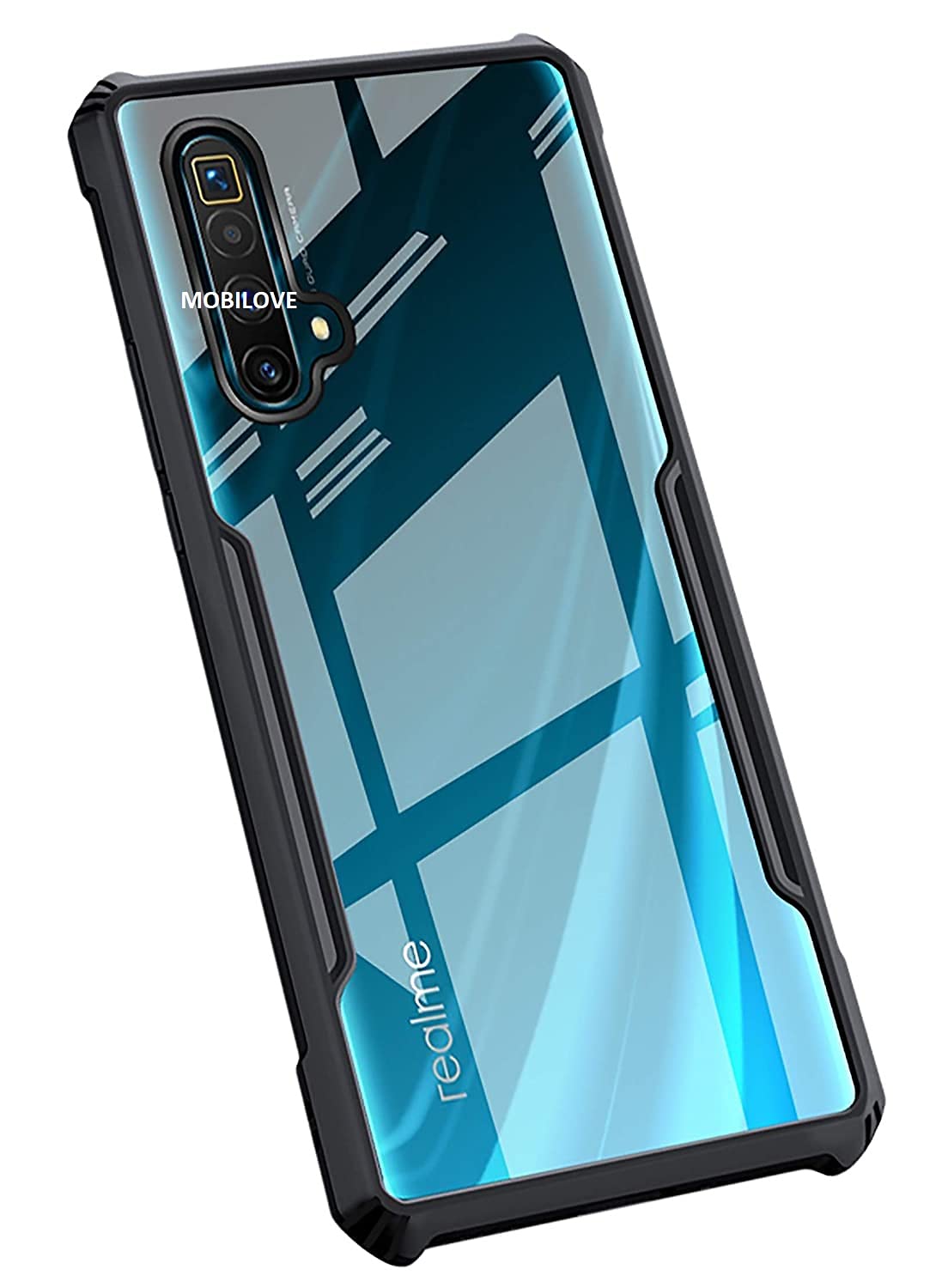 MOBILOVE Shockproof Crystal Clear Back Cover Case for Realme X3 | Realme X3 SuperZoom | 360 Degree Protection | Protective Design | Hybrid Soft PC Anti Clear Gel TPU Bumper Case (Black) (B099NSBPQV) Amazon Price History, Amazon Price Tracker