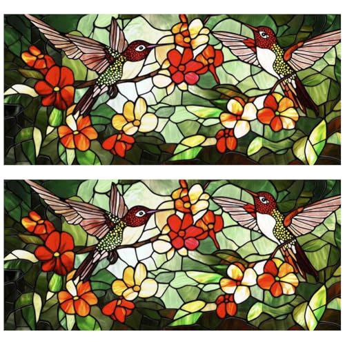 Película para ventana adhesiva floral 2 piezas miniatura 1