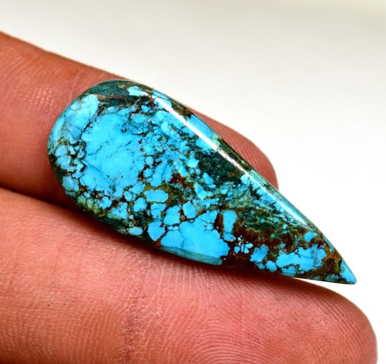 Gemme turquoise naturelle poire 33,65 mm, cabochon d'exception pour bague