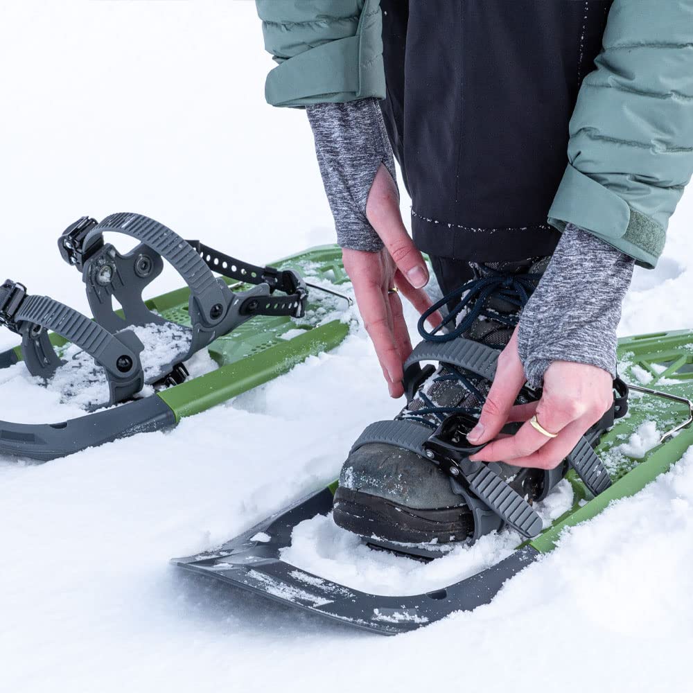 outdoorer Schneeschuhe SnowClimber M – 25 Zoll, Moderns mit Steighilfe und Ratschenbindung, für sportliche Schneeschuhtouren