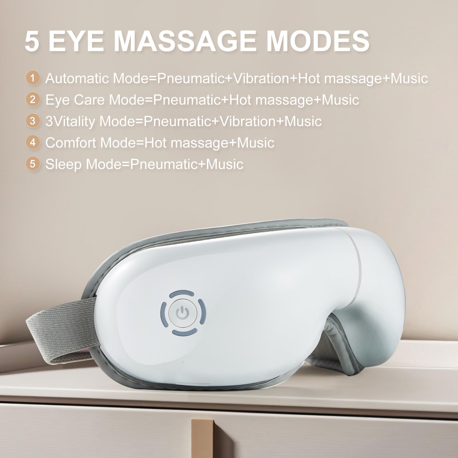 LAOBEN Masajeador de ojos con calor, masajeador de ojos calentado con masaje ocular, regalos para los ojos con 5 modos de masaje y diseño plegable de 180°, cómodo y portátil, perfecto para el hogar