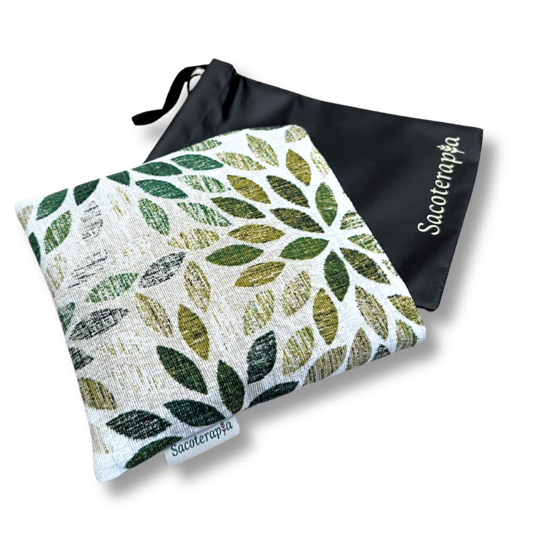 Saco Térmico de Semillas Mini 15x15 Olive | Microondas y Congelador | Calor y Frío Reutilizable con Funda Lavable | Alivio Natural para Cólicos, Oídos y Lactancia (Estampado Olive)