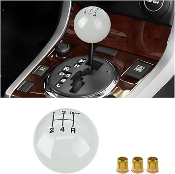 BESULEN Car Gear Shifter Head, Resin 5 Speed Shifter Knobs with 3 Adapters, Luminous Gear Shift Knob, Round Ball Gear Shift Grip Handle Replacement Fit Regular Car Transmissions Blue