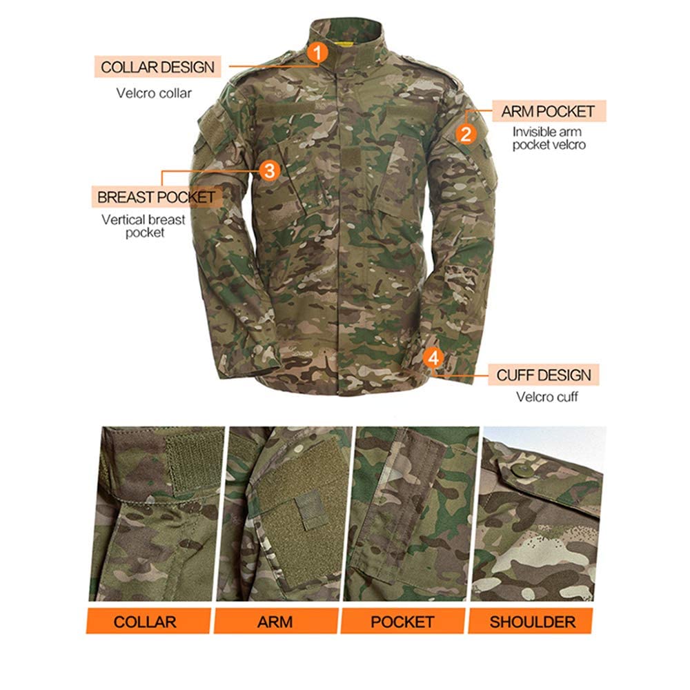 YUSHOW Militar Traje Hombre Airsoft Chaleco Manga Larga Pantalones Uniforme Caza Paintball BDU