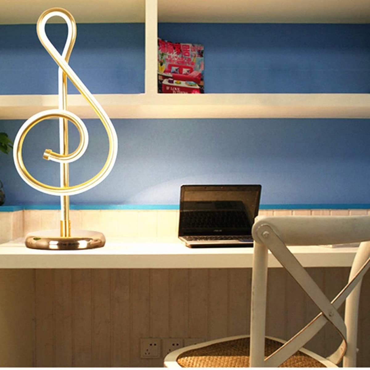 Lampada Da Tavolo Moderna Nota Musicale Dorata Camera Da Letto Lampada Da Scrivania A LED Lampada Da Tavolo Artistica Per Soggiorno Lampada Da Comodino Lampade Da Scrivania Lampada Da Tavolo
