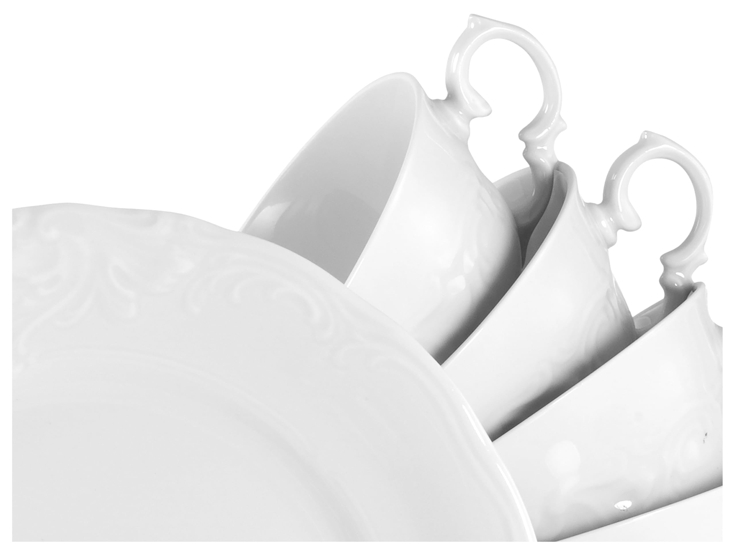 CreaTable, 24622, seria Frederike biały, 18-częściowy zestaw naczyń dla 6 osób, porcelanowy serwis do kawy, nadaje się do mycia w zmywarce i używania w kuchence mikrofalowej, wyprodukowano w Europie