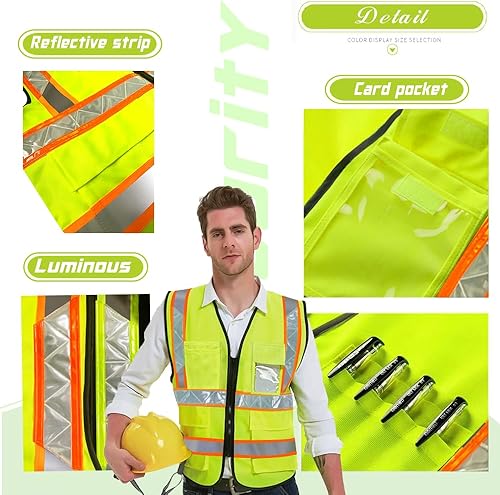 Miniatura 9 de YOWESHOP El chaleco reflexivo de la seguridad de la alta visibilidad modifica el chaleco del trabajo de la