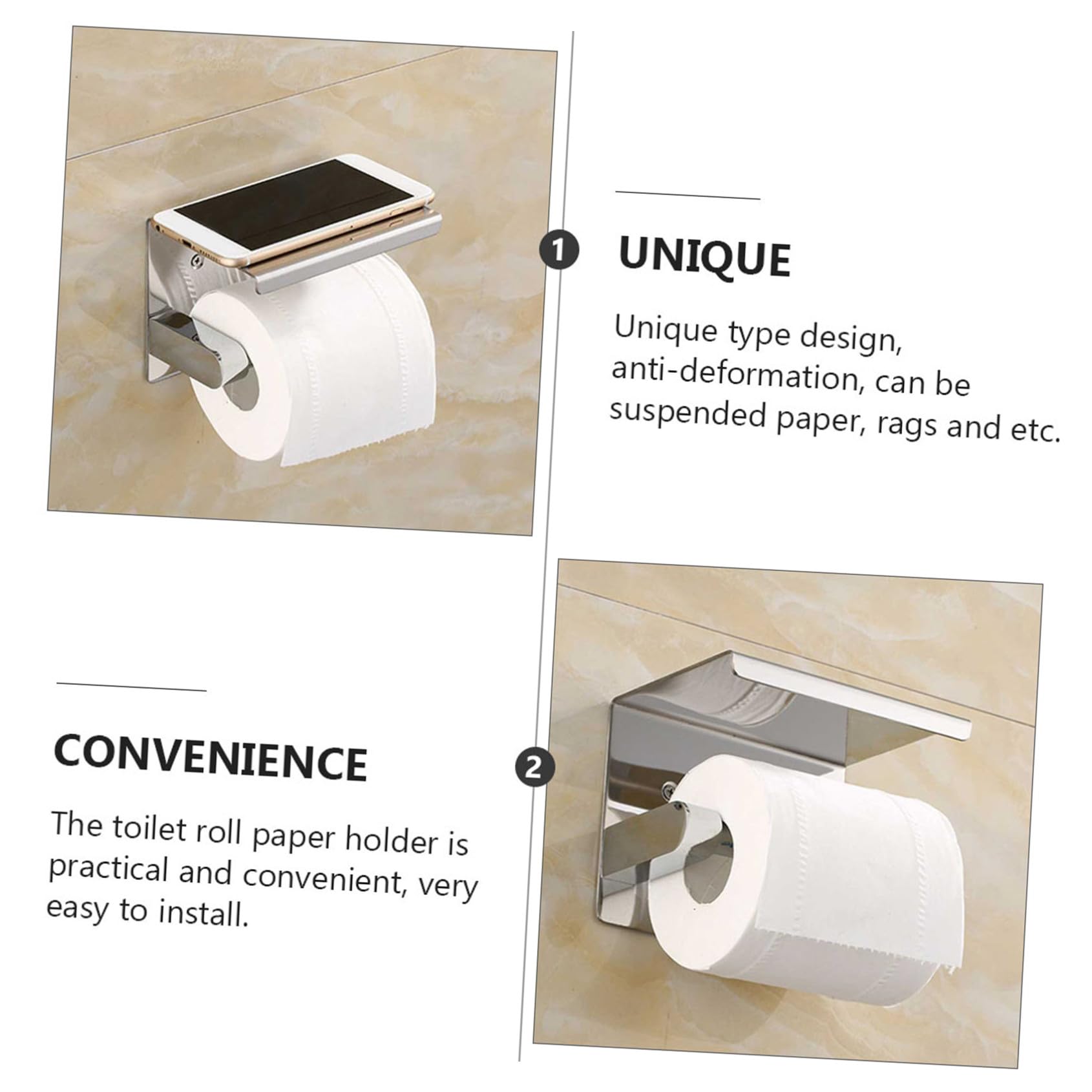 Baluue Portarrollos de Papel Higiénico Multifuncional Estante de Almacenamiento para Baño y Cocina de Acero Inoxidable