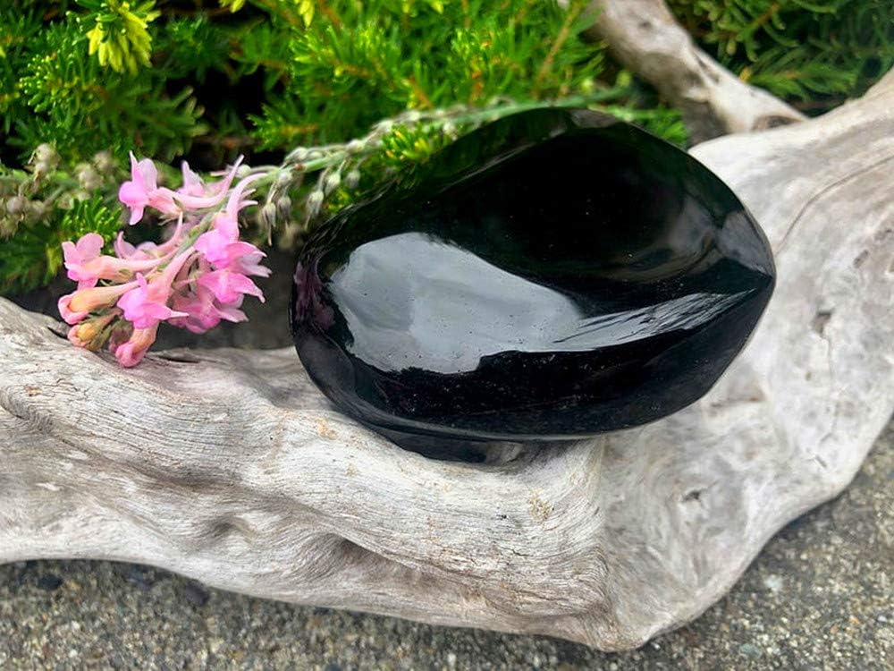 Zenkeeper 7 Pcs Large Black Obsidian Tumbled Stone, Black Obsidian Tumbled Crystals Bulk for Crystal Healing, Decoration, Reiki, Chakra