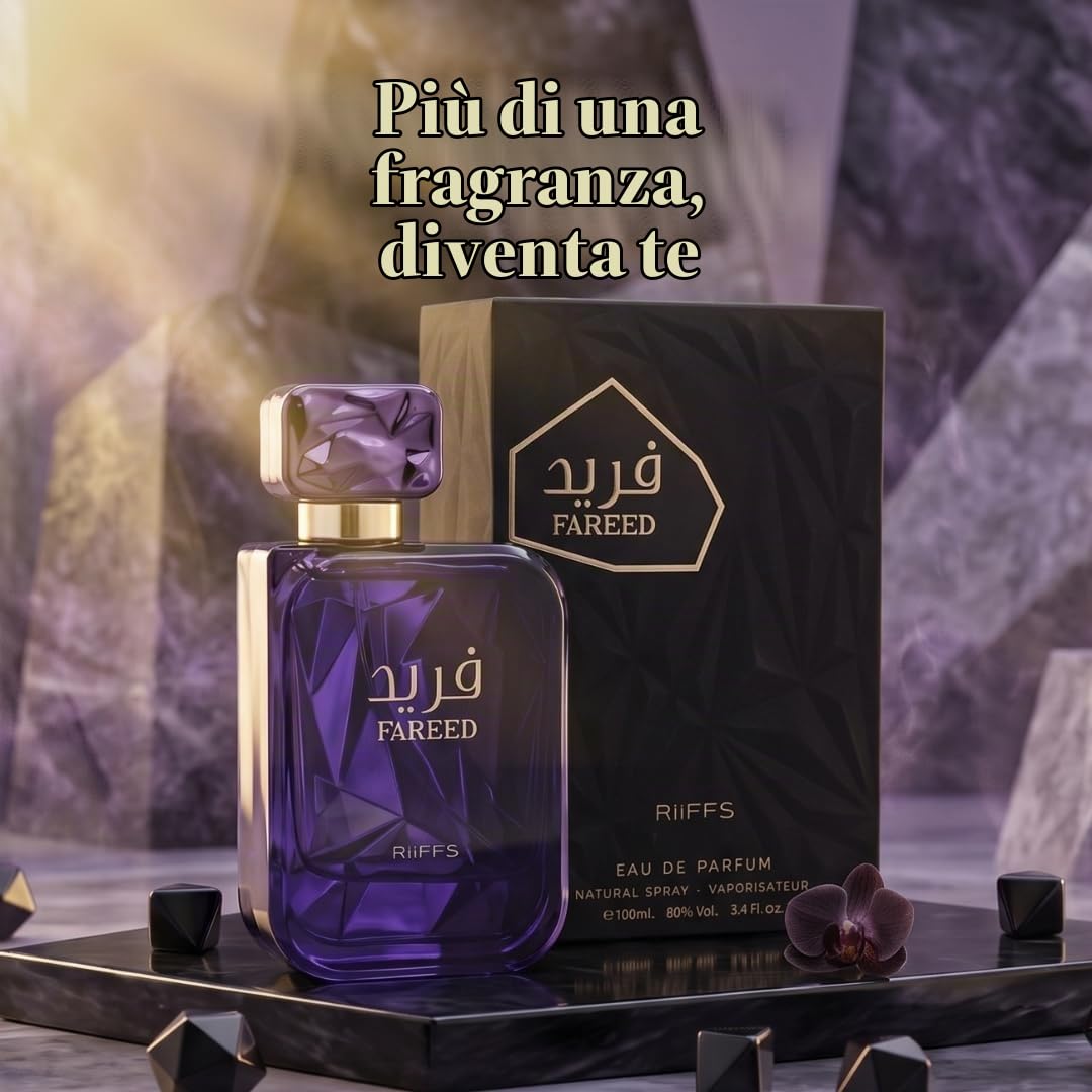 RiiFFS Parfums Fareed Eau de Parfum da uomo, profumo fresco speziato a lunga durata, con cetriolo, cardamomo e ambra, fragranza araba di lusso, 100 ml