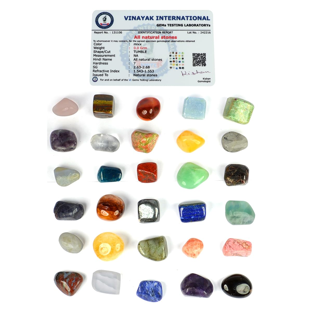 Reiki Crystal Products Certified 30 Chakra Tumble Kit Natural Crystal Tumble Stone Sets Energized by Experienced Reiki Healing Grandmaster