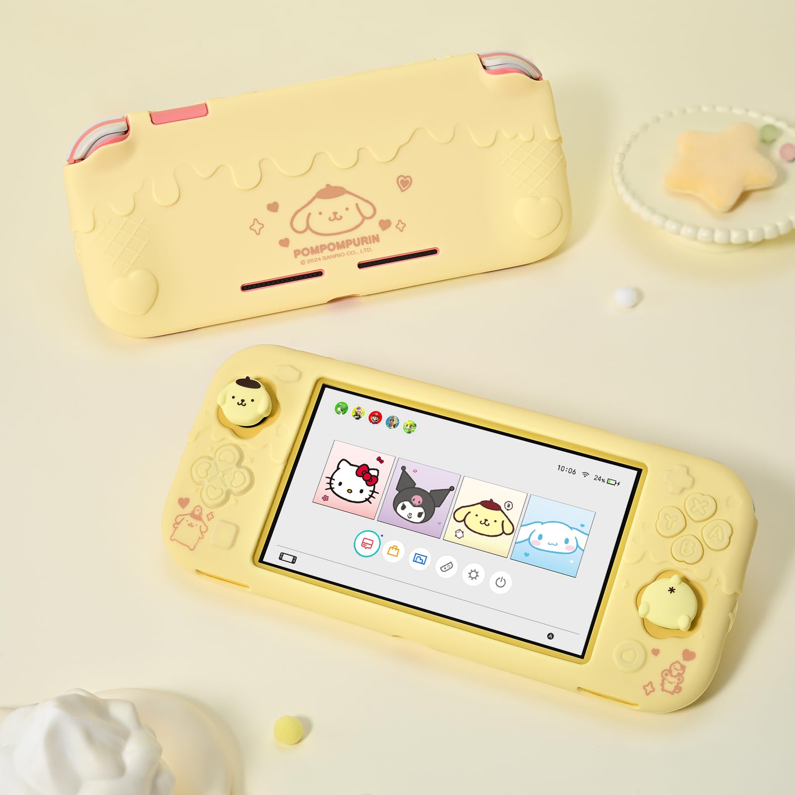 Kuitmor Custodia Protettiva per Switch Lite, Kawaii Switch Cover Case, Guscio Protettivo in Silicone Morbido Antigraffio per Switch Lite 2019 con 2 Cuscinetti Joystick - BDG