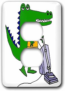 3dRose Cute funny Alligator Using Vacuum Cleaner Cartoon - Light Switch Covers (lsp-382643-6)