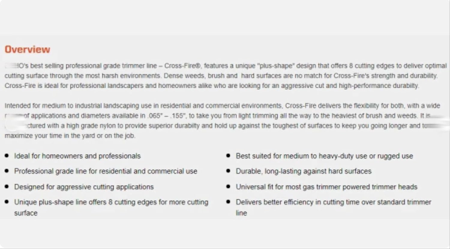 CROSSFIRE LINE .095 DIAMETER 5LB SPOOL 316095053, Replacement for ECHO OEM