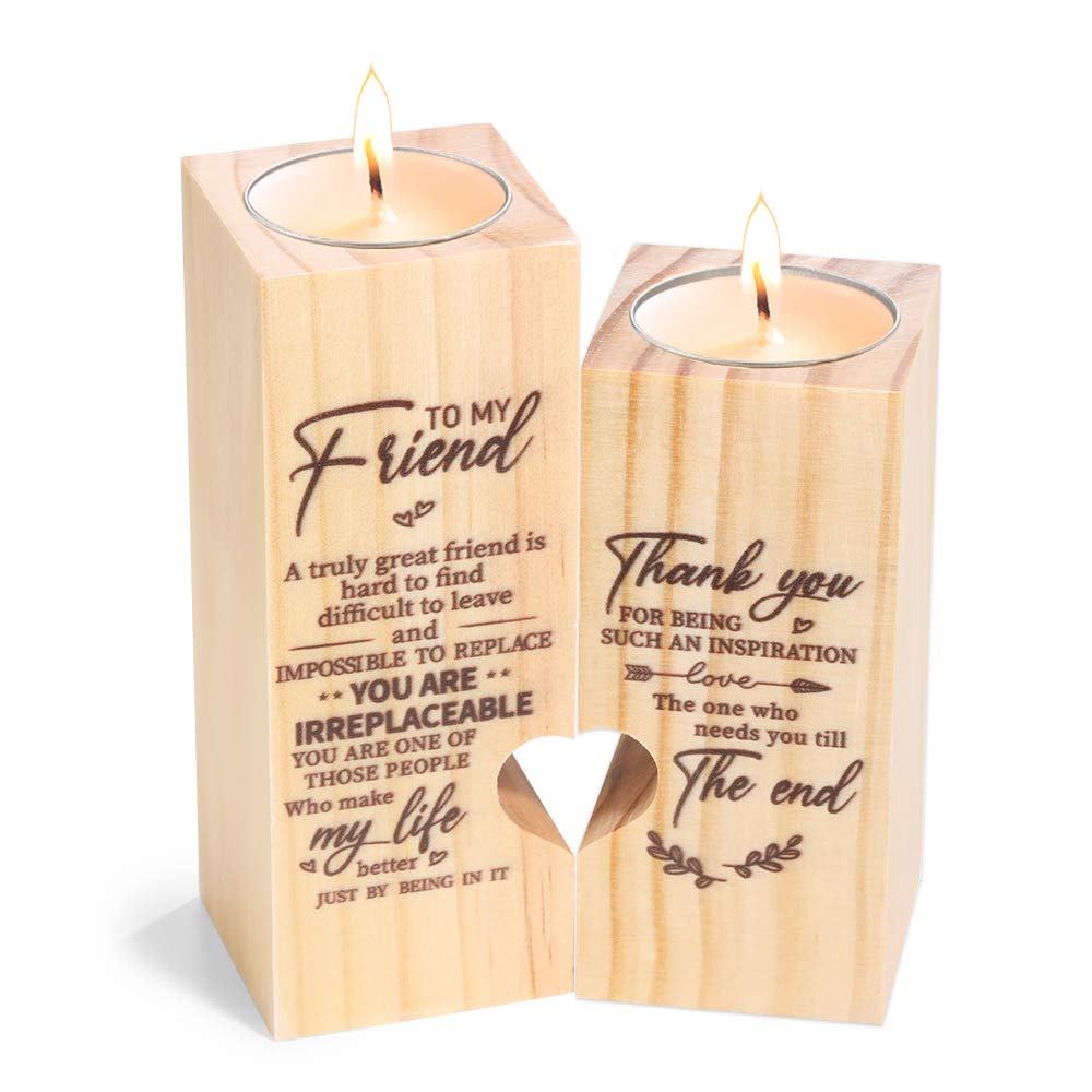Bosajewel to My Best Friend Candle Holder?Heart Shaped Candlestick Wooden DIY Candle Holder Woodiness Candlestick Holder Wood Birthday Heart Candles for Kids Candlestick Holders to Be Kitchen Decor