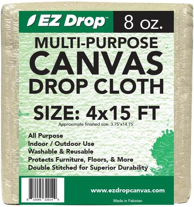 EZ Drop Painter's Large Canvas Fabric Drop Cloth for Painting (4 ft. x 15 ft.)