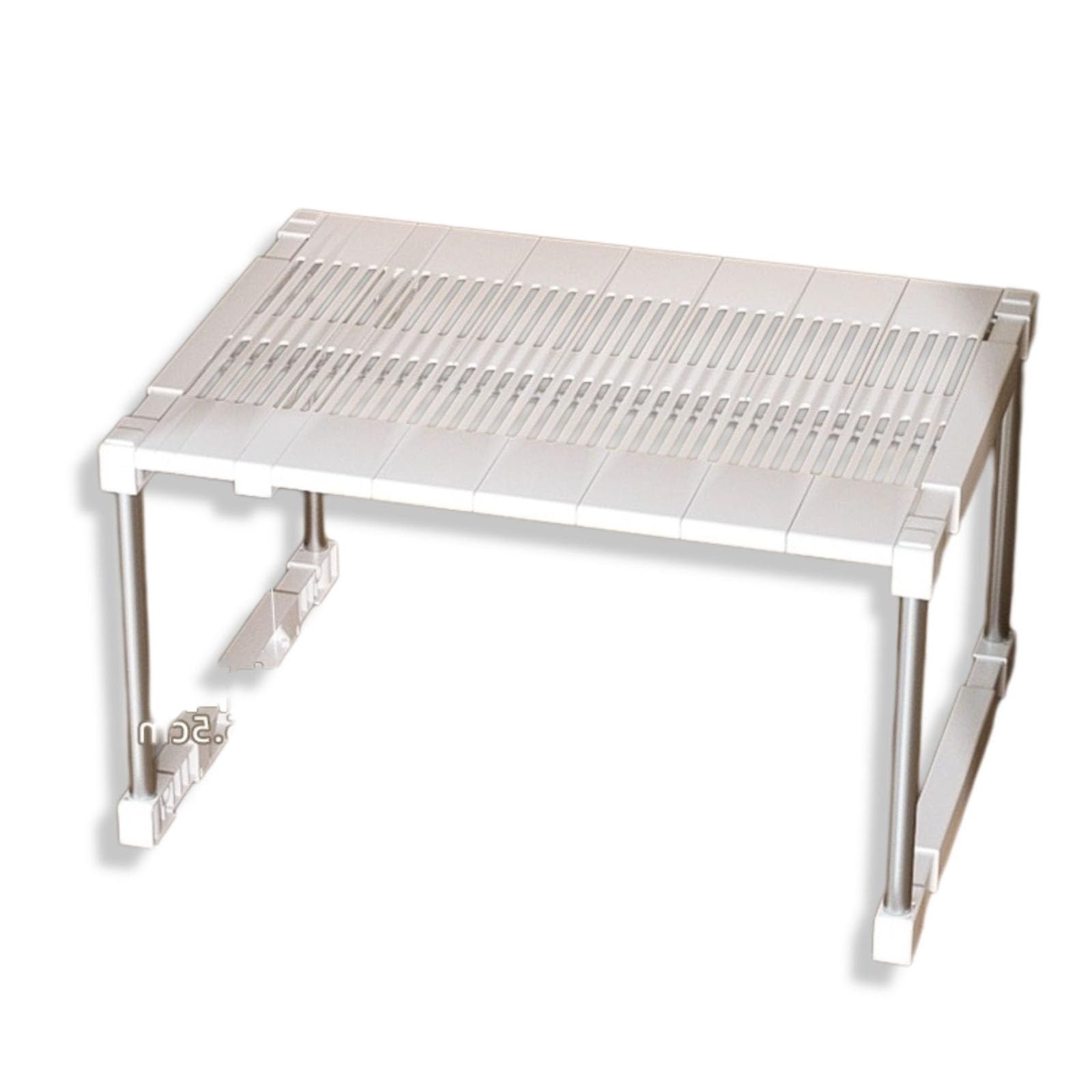 Strapazierfähiger, erweiterbarer Schrankregal-Trennwand – verstellbarer Schrank-Aufbewahrungsschrank für Küche, Bad, Schlafzimmer – Spannregal-Trenner, weiß, L 40–48 cm, H 23 cm, B 35–45 cm