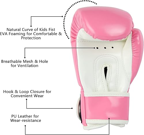 Miniatura 3 de Cheerwing Guantes de boxeo para niños, guantes de entrenamiento de 4 onzas para jóvenes y niños pequeños, guantes de boxeo de kickboxing Muay Thai