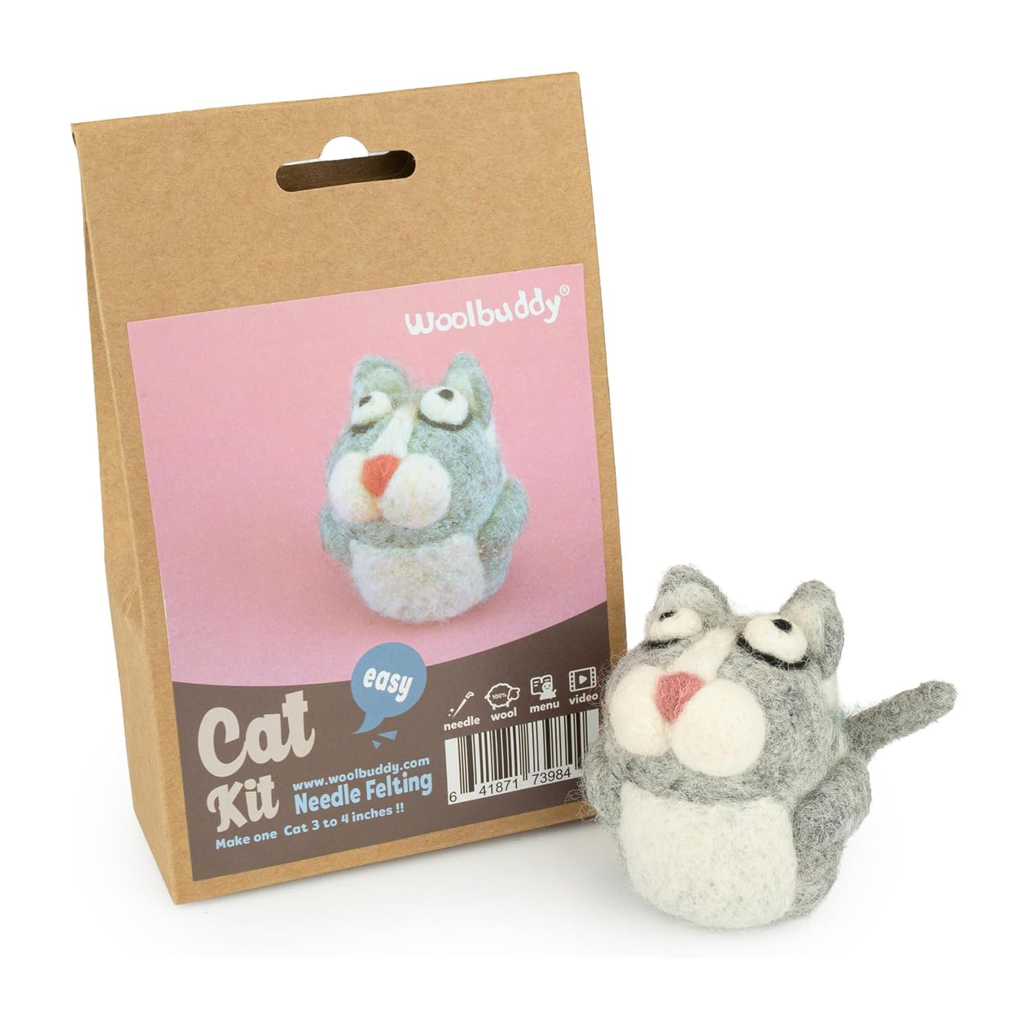 Woolbuddy Needle Felting Starter Kit (Cat) for Beginner &amp; Adults with Tool