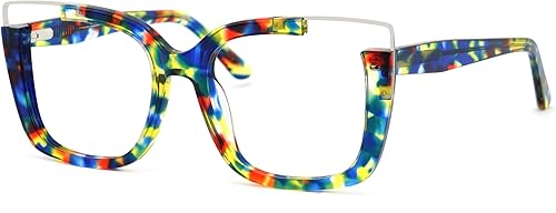 VOOGLAM Anteojos rectangulares de gran tamaño para mujer Angelia